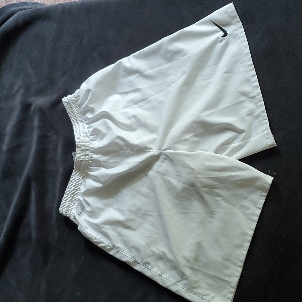 Nike Dri-fit soccer shorts, youth XL, white, interior white mesh liner (loose)